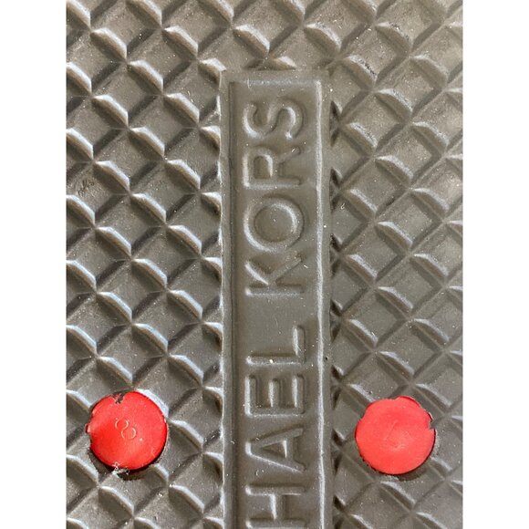 Michael Kors Womens Red & Multicolor Flip-Flops With Gold MK Logo Size 8 - Picture 5 of 9